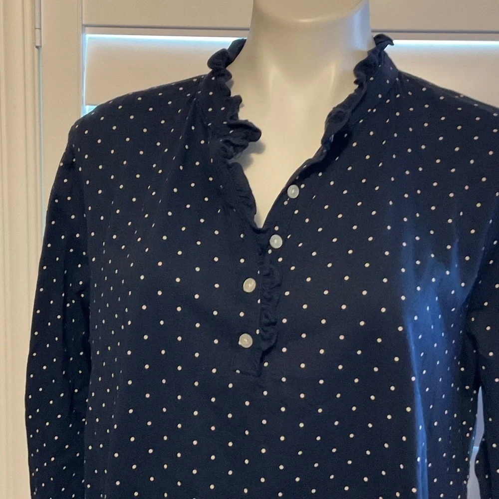 Chaps Navy Polka Dot Blouse